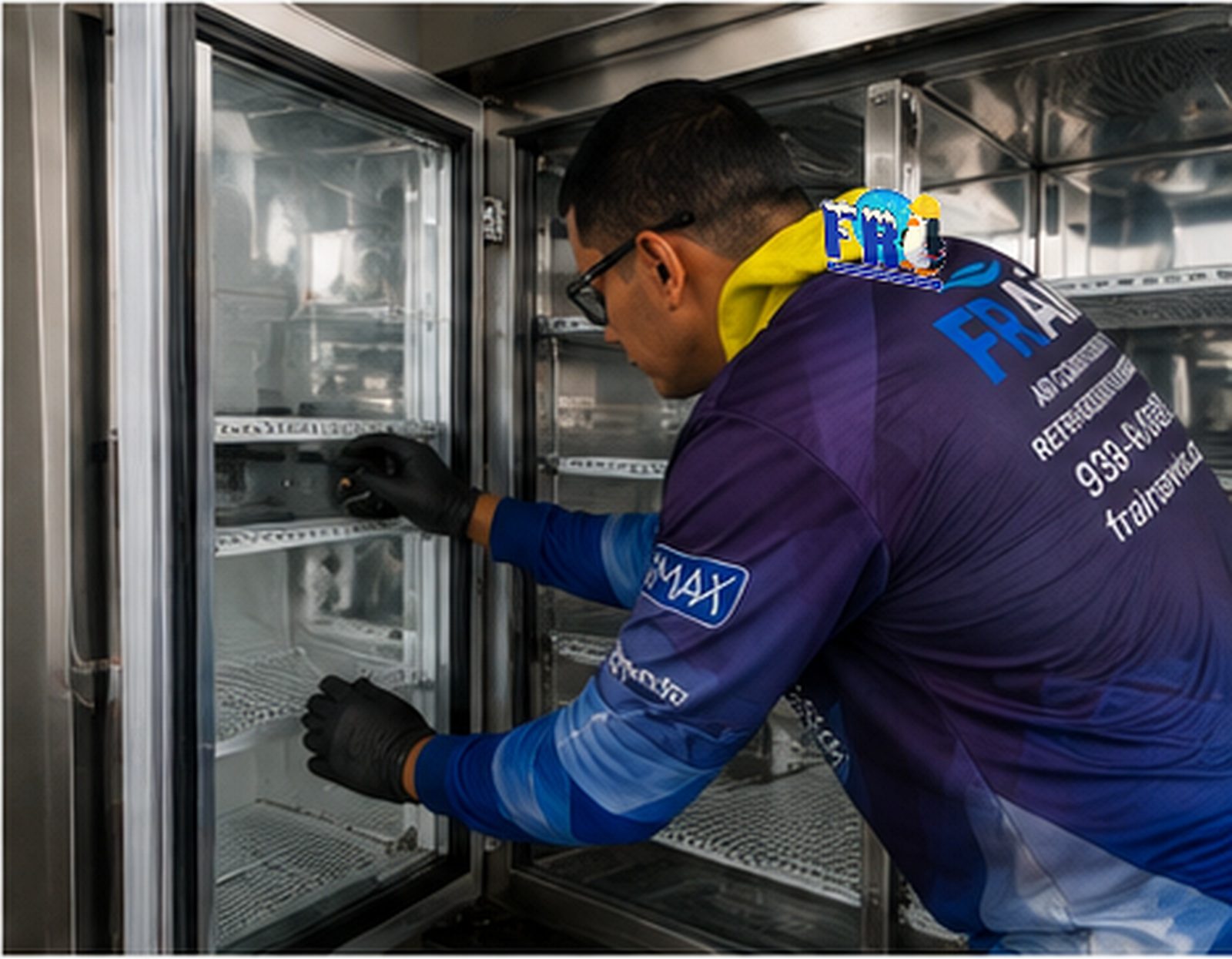 FR Air technician servicing a walk-in cooler